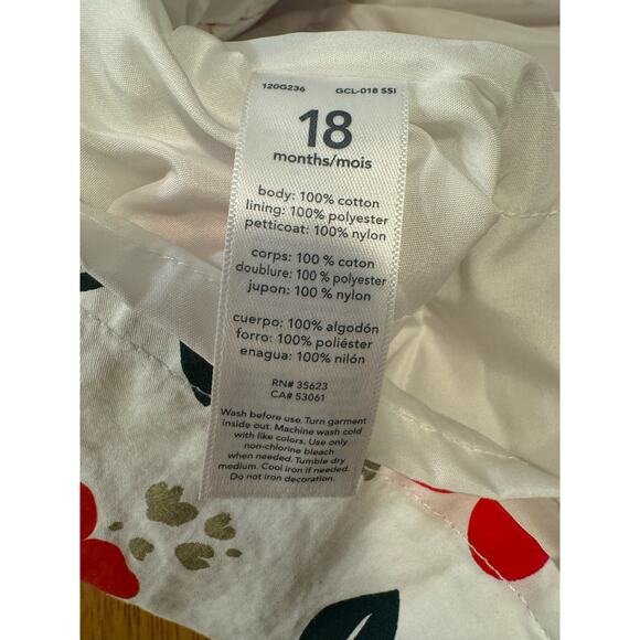 Carters 18 month white & red  flowers bow in front full skirt dress 100% cotton - Picture 6 of 6